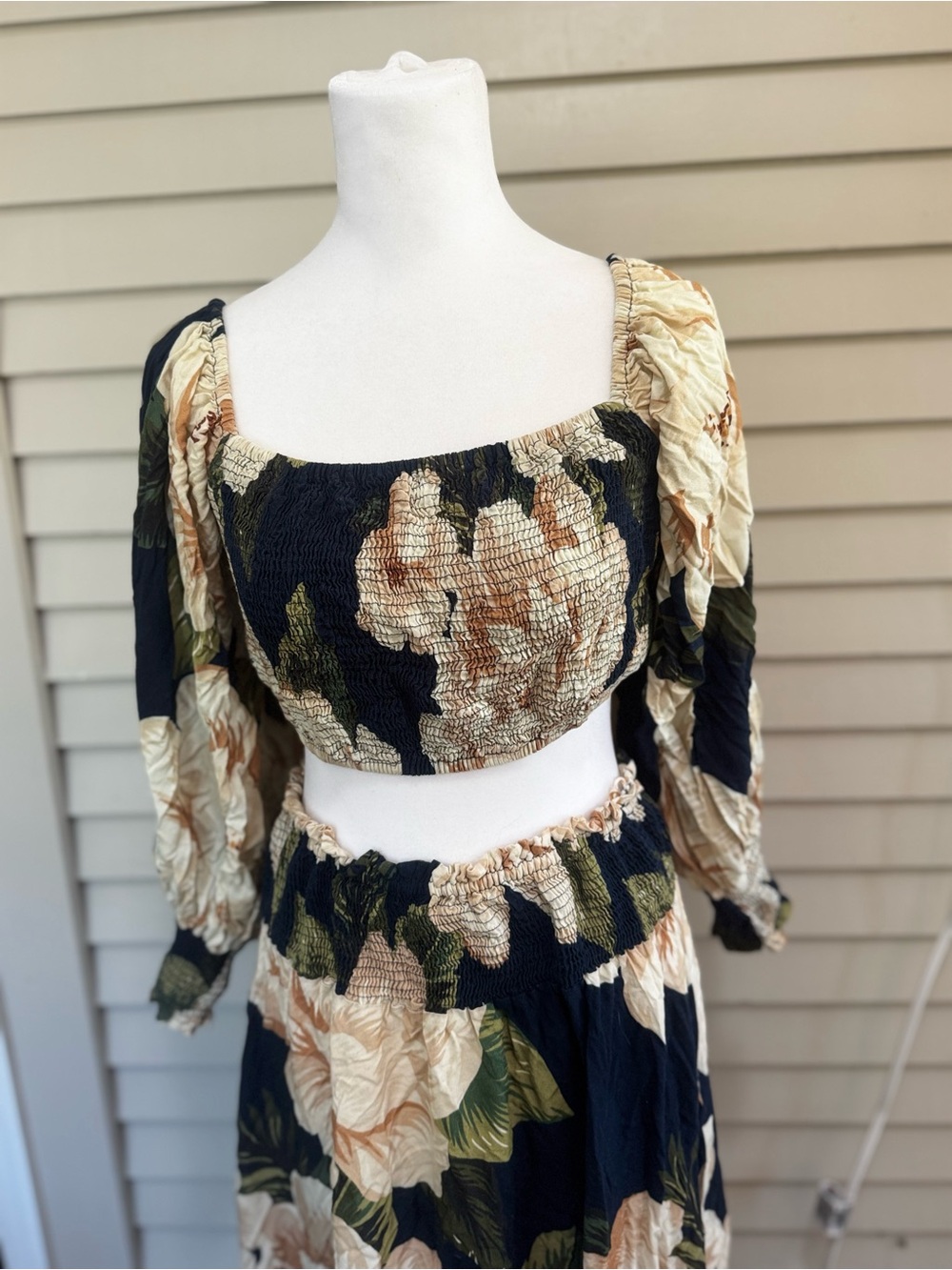 Fashion Nova Black Floral Two-Piece Maxi Set - Picture 2 of 2